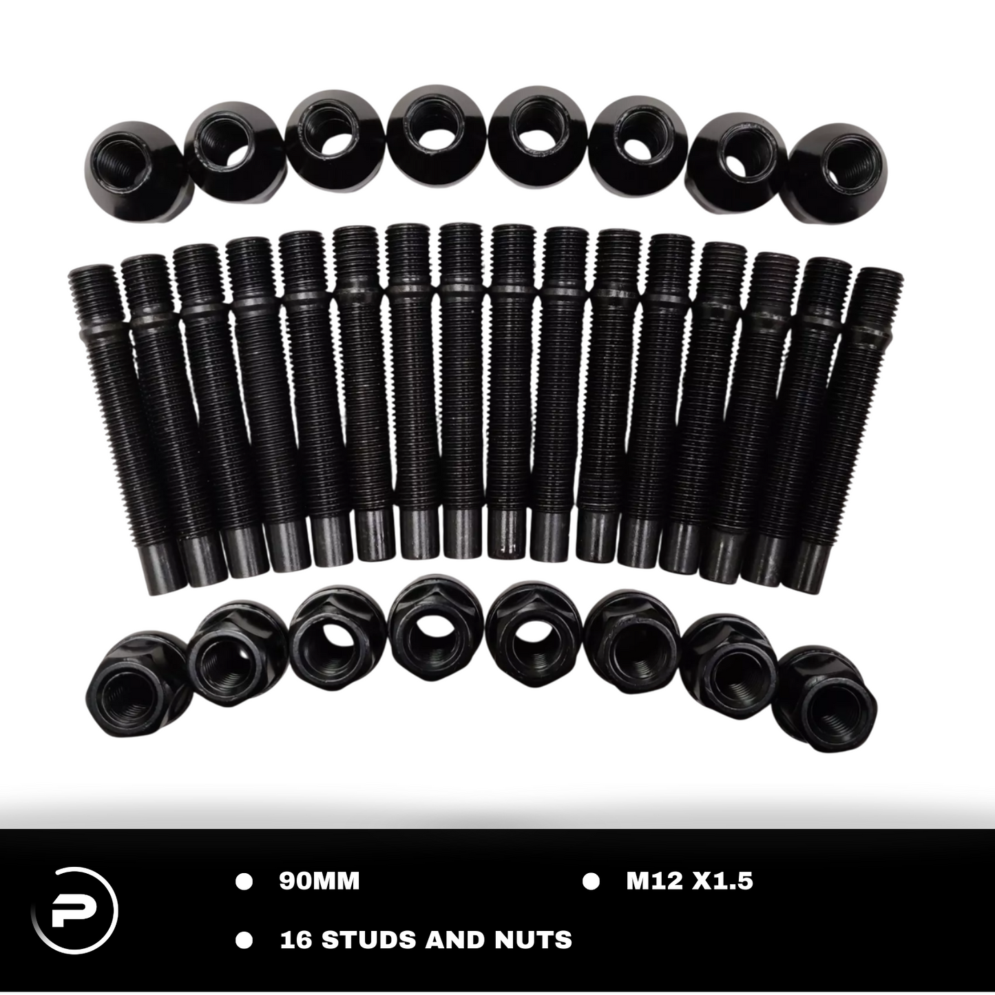 90mm STUD CONVERSION KIT M12X1.5 PACK OF 16 STUDS + NUTS