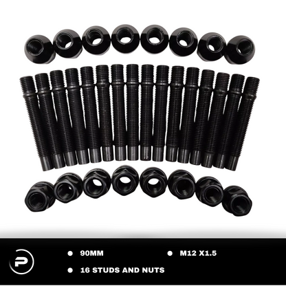 90mm STUD CONVERSION KIT M12X1.5 PACK OF 16 STUDS + NUTS FITS VW POLO 00-08